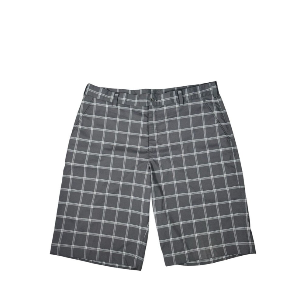 Nike Men's Gray Windowpane Flat Front Better World Golf Active Shorts - Sz 36
